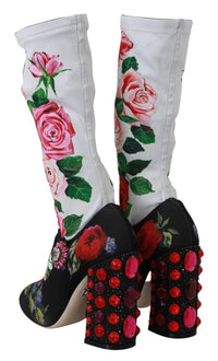 Thumbnail for Floral Embellished Socks Boots