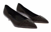 Thumbnail for Chic Brown Leather Kitten Heel Pumps