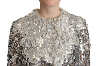 Thumbnail for Chic Silver Sequined Jacket Coat