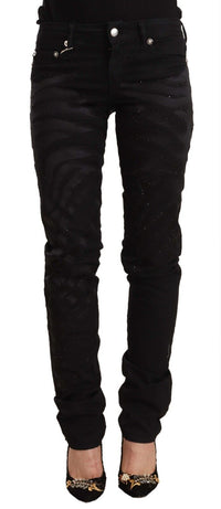 Thumbnail for Elegant Black Slim Fit Embellished Jeans