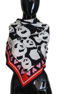 Thumbnail for Multicolor Panda Print Silk Shawl Wrap Scarf