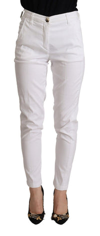 Thumbnail for Chic White Mid Waist Skinny Cropped Pants