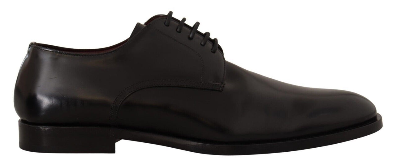 Black Leather Lace Up Formal Derby Shoes