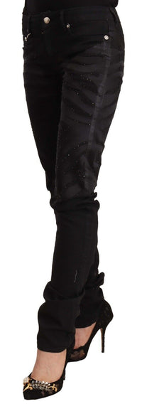 Thumbnail for Elegant Black Slim Fit Embellished Jeans