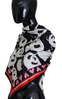 Thumbnail for Multicolor Panda Print Silk Shawl Wrap Scarf
