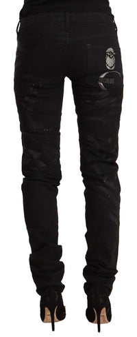 Thumbnail for Elegant Black Slim Fit Embellished Jeans