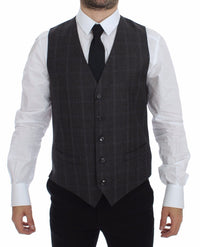 Thumbnail for Brown Check Wool Single Breasted Vest
