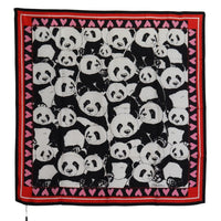 Thumbnail for Multicolor Panda Print Silk Shawl Wrap Scarf