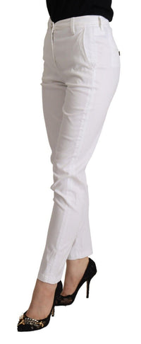 Thumbnail for Chic White Mid Waist Skinny Cropped Pants