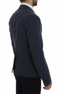 Thumbnail for Elegant Blue Cotton Stretch Blazer Jacket
