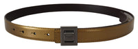 Thumbnail for Gold Square Buckle Leather Belt