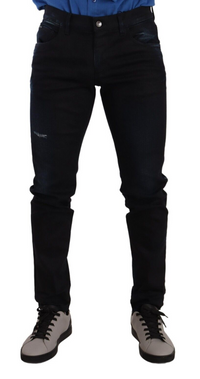 Thumbnail for Elegant Slim Fit Dark Blue Denim Jeans