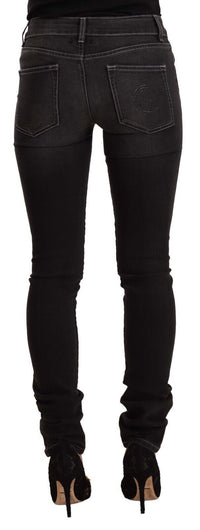 Thumbnail for Chic Black Washed Slim Fit Mid Waist Jeans