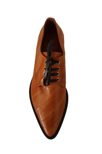 Thumbnail for Elegant Eel Leather Lace-Up Formal Flats