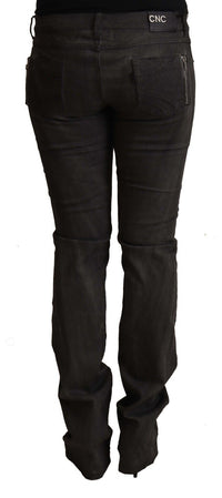 Thumbnail for Black Cotton Mid Waist Skinny Pants
