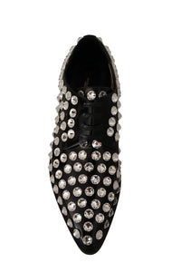 Thumbnail for Crystal-Embellished Leather Formal Flats