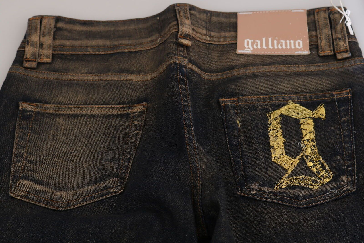 Black Washed Mid Waist Flared Denim Pants Cotton