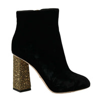 Thumbnail for Elegant Velvet Ankle Boots with Crystal Heels