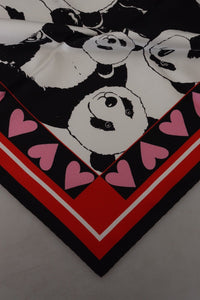 Thumbnail for Multicolor Panda Print Silk Shawl Wrap Scarf