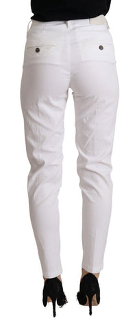 Thumbnail for Chic White Mid Waist Skinny Cropped Pants