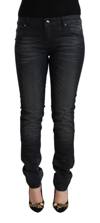 Thumbnail for Black Washed Cotton Low Waist Slim Fit Denim Jeans