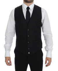 Thumbnail for Black Wool Single Breasted Vest Gilet