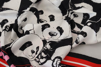 Thumbnail for Multicolor Panda Print Silk Shawl Wrap Scarf