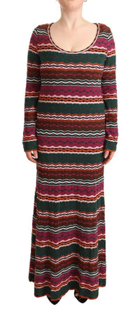 Thumbnail for Multicolor Stripe Wool Knitted Maxi Sheath Dress