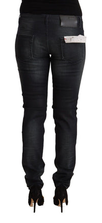 Thumbnail for Black Washed Cotton Low Waist Slim Fit Denim Jeans