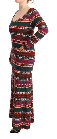 Thumbnail for Multicolor Stripe Wool Knitted Maxi Sheath Dress