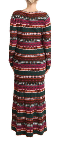 Thumbnail for Multicolor Stripe Wool Knitted Maxi Sheath Dress