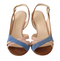 Thumbnail for Chic Multicolor Suede Slingback Heel Sandals