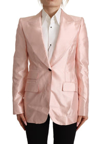 Thumbnail for Elegant Pink Silk Blazer Jacket