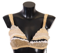 Thumbnail for Chic Beige Crochet Cropped Top