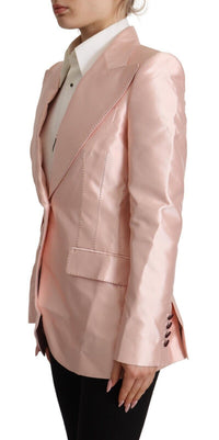 Thumbnail for Elegant Pink Silk Blazer Jacket