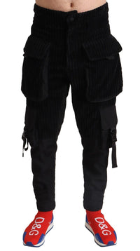 Thumbnail for Elegant Black Cargo Corduroy Pants