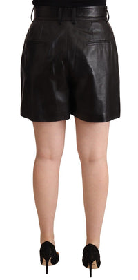 Thumbnail for Elegant Black Leather High Waist Shorts