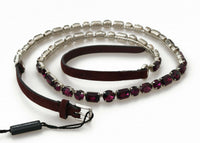 Thumbnail for Brown Leather Purple Crystal Chain Belt