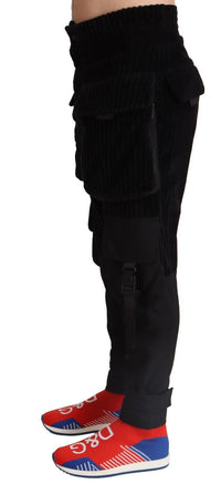 Thumbnail for Elegant Black Cargo Corduroy Pants