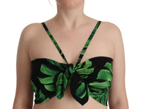 Thumbnail for Elegant Leaf Print Halter Cropped Top