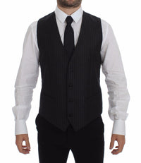 Thumbnail for Gray Striped Wool Logo Vest Gilet Vests