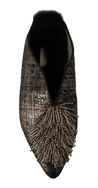 Thumbnail for Golden Enchantment Leather Flats