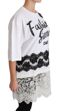 Thumbnail for White Fashion Sinner Cotton Lace T-shirt Top