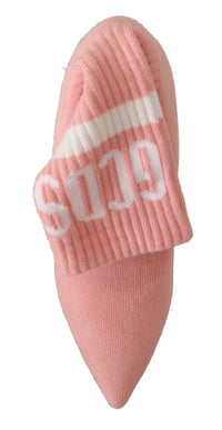 Thumbnail for Chic Pink Suede Ankle Boots with Logo Socks