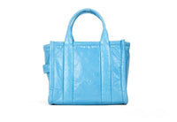 Thumbnail for The Shiny Crinkle Mini Tote Air Blue Leather Crossbody Handbag Purse