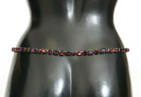 Thumbnail for Brown Leather Purple Crystal Chain Belt