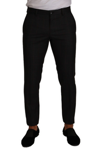 Thumbnail for Elegant Gray Check Slim Fit Trousers