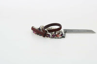 Thumbnail for Brown Leather Purple Crystal Chain Belt