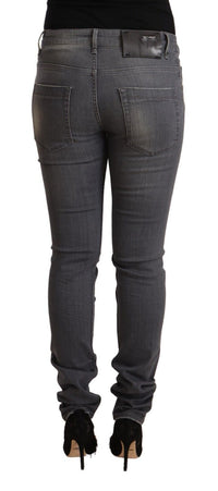 Thumbnail for Dark Gray Washed Cotton Denim Skinny Jeans