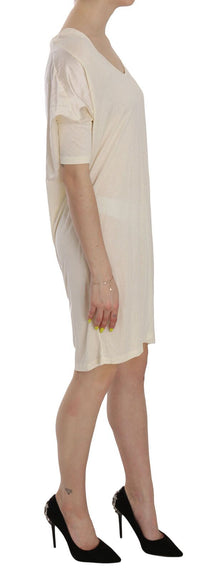 Thumbnail for Chic Cream A-Line Elbow Sleeve Dress